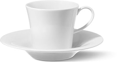 KPM Berlin Kaffeetasse Berlin, Obertasse + Untertasse, Porzellan, Tasse mit Untertasse, Enzo Mari, Handmade, weiß