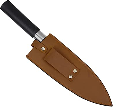 Qchengsan Cowhide Leather Knife Sheath, 8 Inch Chef Knife Guard, Heavy Duty Universal Knife Cover or Sleeves, Chef Meat Cleaver Sheath with Belt Loop(8.2 Lx2.2 W)