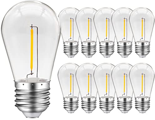 MZYOYO S14 1W E27 LED,Lampadina E27 LED Vintage Edison,Lampada a Filamento LED 1W,Lampadina LED E27,2200K Bianco Caldo,Non Dimmerabile,per Feste,Natale,Plastica,Confezione da 10