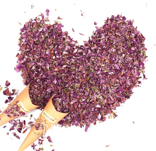 Sosayet Natürliches Hochzeitskonfetti, 100g Rosenblätter Getrocknet Konfetti Hochzeit, DIY Blütenkonfetti für Hochzeitsdeko, Party Deko