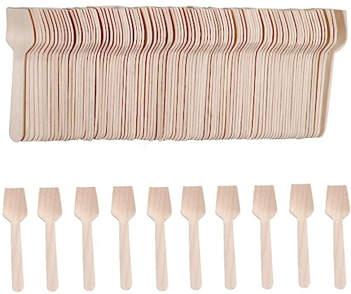 Cucchiai di Legno Monouso,100 PCS Cucchiaio Gelato usa e Getta Cucchiaini Legno Cucchiai da Dessert Gelato per Feste Tè Pomeridiano Stoviglie Cucchiaio da Tavola in Legno