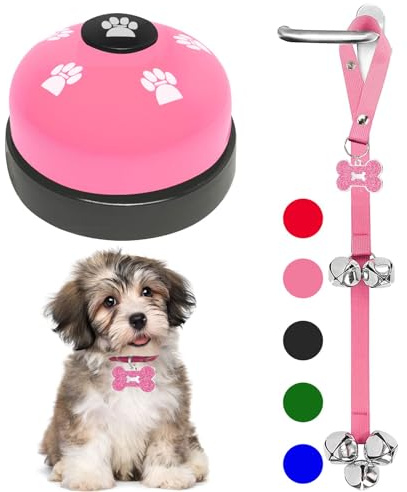 KEXIAVA 2 Pack Dog Door Bells Dog Doorbell to go Outside Puppy Train Bell for Dogs to Ring to go Potty Puppy Toilet Training Bell Jingle Bells for Door Knob Girl Puppy Essentials Accessories (Pink)
