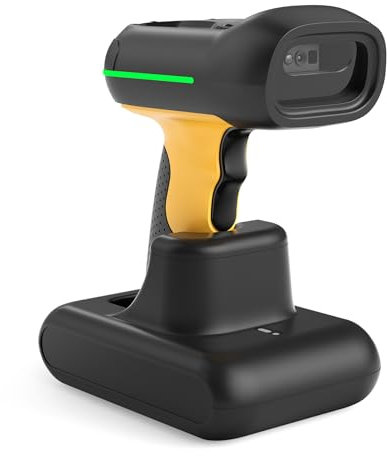 Inateck Industrial Barcode Scanner Kabellos, 2D QR Code Scanner mit intelligenter Ladestation, IP67 wasserdicht und staubdicht, Barcode Leser mit 2600mAh Akku，Handscanner mit App & SDK, BCST-75S