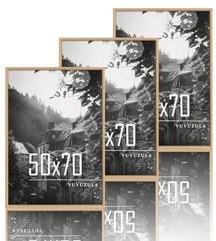 VUVUZULA Lot de 3 cadres photo en bois MDF - 50 x 70 cm - Naturel