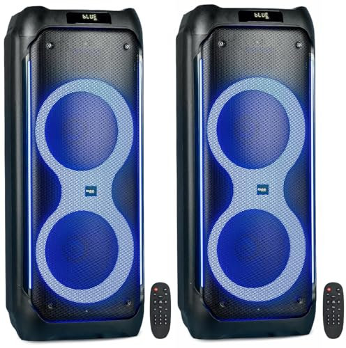 Ibiza Pack 2 Enceintes Lumineuses USB TWS Bluetooth Actives Autonomes 2 x 1200 W COLUMBA1200 Sono
