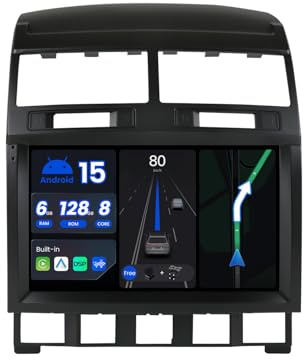BXLIYER - [Octa-Core, 6G+128G] - Android 15 Autoradio pour VW Touareg (2003-2010) - sans Fil Carplay + Android Auto - LED Caméra + MIC - 2 Din IPS 9 Pouce - DSP Dab Volant Dual Band WLAN Bluetooth