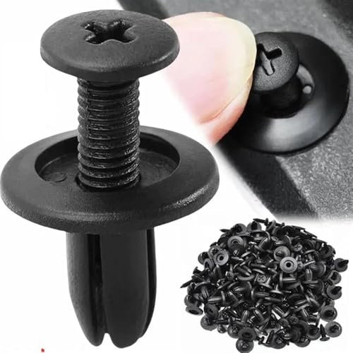 AYMBH Pack of 100pcs 8mm Car Plastic Rivet Clips – Universal Push Fasteners for Bumper, Fender, Door Panels – Durable Auto Clip Set for Toyota, Ford, Nissan, Honda – Interior & Exterior Trim Repair
