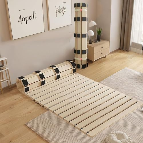 XIJIXILI Floor Bed Frame Japanese Bed Frame Foldable Slatted Bed Base Breathable and Moisture-Proof Frame Wooden Floor Platform Guest Tatami Mat (Twin)