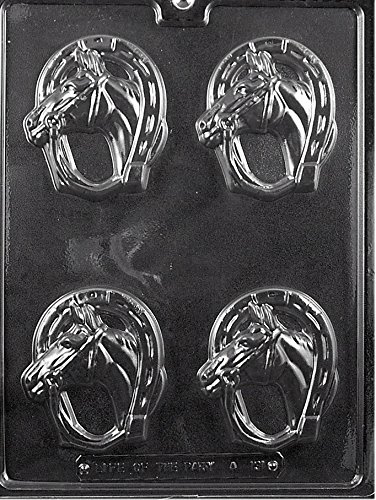 Grandmama's Goodies A131 Horseshoe with Horse Chocolate Candy Soap Mold with Exclusive Molding Instructions