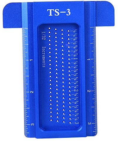 Precision Marking T-Rule, Aluminum Alloy Hole Positioning Scribing Gauge Woodworking Measuring Tool(Blue)