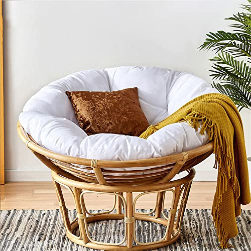 Morbuy Papasan Coussins de Chaise Ronds, Doux Épais Coussin Fauteuil Papasan Coussin Fauteuil Rotin pour Jardin ExtéRieur, Balcon Et Salon (120x120CM,Blanc)