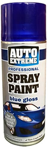 SuperGift 400ml Matt Black Spray Paint, Automotive Paint Sprayer, Multipurpose Exterior Black Spray Paint Matt, Interior Metal Spray Paint, for Cars, Bikes,Vans, Metal, Wood, Blue Gloss