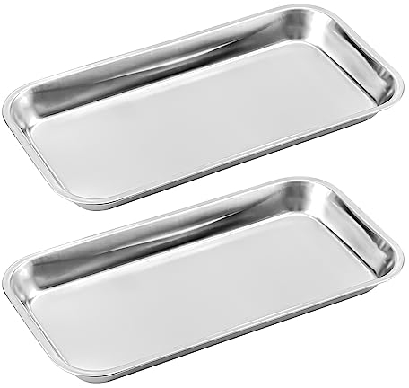 2 Pièces Plateau INOX Plateau à Instruments Plateaux Rectangulaires en Acier Inoxydable Plateau de Laboratoire pour Plateaux de Laboratoire