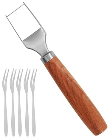 Uozonit Outil de coupe-pastèque, coupe-cube de pastèque - Moulin à vent antirouille de qualité alimentaire avec fourchettes | Coupe-fruits moulin à vent avec manche en bois, outil ergonomique pour