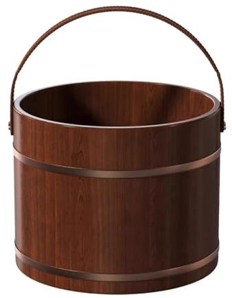 MagiDeal Wood Foot Bath with Handle Washing Baths Pedicure Foot Washing Barrel Washing Bowl Bucket for Bathroom Sauna Bedroom Home Use, Without lid