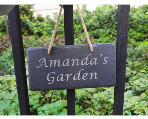 Personalised Slate Plaque Sign, Custom Engraved House Signs, Garden Signs, Decoration Signs (Hanging rope)
