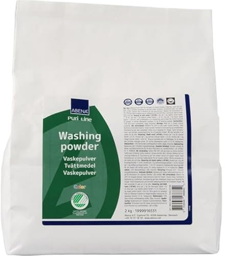 ABENA Washing Powder, 2kg Pack | Hypoallergenic Detergent for Coloured Clothing | Eco-labelled Laundry Formula Free From Dyes and Scents