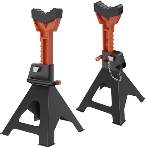 FIVMEN 2X Unterstellbock Unterstellböcke KFZ Stützböcke Wagenheber Ständer Höhenverstellbar mit Gummiauflagen und Sicherungssplint, bis 3T Tragkraft