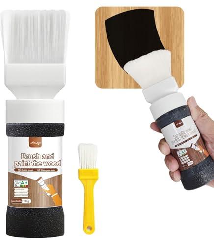 Anirun Black All-in-One Paint, Touch-Up Paint for Furniture, Cabinets, Wood, Metal, No Sanding, Fast Drying, Water Based, Multi Surface, 6.35 oz