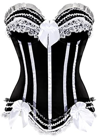 Grebrafan Steampunk Striped Vintag Corsets with Pirate Skirt Women | Lightly padded bra corset for everyday wear and primarily special occasions, Street Style for heavy or slim woman
