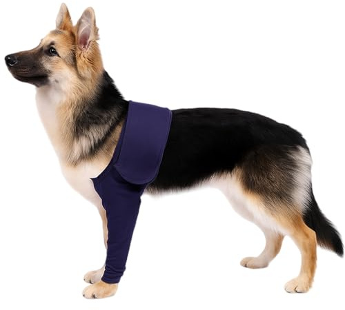 MUNSKT Maniche di Protezione Anti-leccamento per Cani, Maniche di Recupero Post-chirurgico per Cani per Gamba Anteriore, con Adesivi Magici per Evitare Infezioni delle Ferite