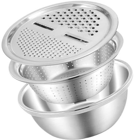 Juego de coladores de acero inoxidable de gran capacidad para cuencas de picar y aptas para lavavajillas, aptas para lavavajillas