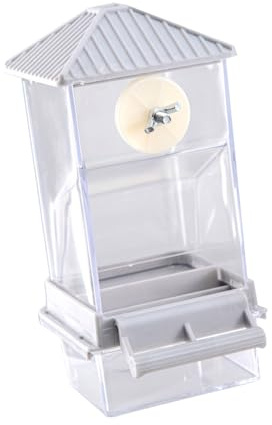 Qsvbeeqj Station d'alimentation pour oiseaux - Distributeur de nourriture transparent pour perruches et perroquets - Avec simple recharges - Couvercle supérieur - Pour perroquets