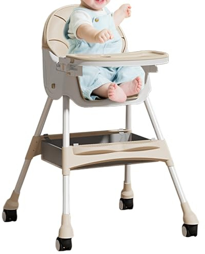 Tuxuseo Chaise Haute Bébé | Chaise Haute Pliable et Réglable,Siège Rehausseur Multifonction avec Fonction Relax et Balancement pour Maison Voyage Extérieur