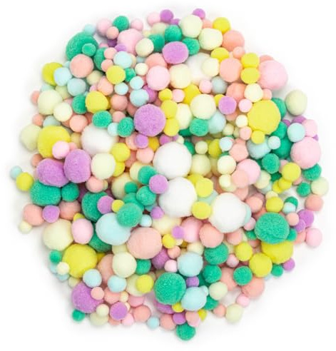 390 mini pompones para manualidades, 1-3 cm, pompones de colores, decoración para manualidades creativas, pompones pequeños para manualidades, decoración de fiestas (coloridos)