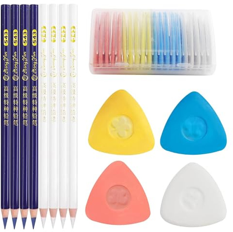 28 Stück Schneiderkreide Stifte Set,Nähen Kreide & Stoffkreide für Schneider, Nähen Zubehör zum Markieren auf Stoff, Farbige Markierstifte & Dreieckskreide