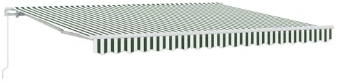 Coespram Tenda da sole retrattile con braccio articolato, 400 x 300 cm, per terrazza e giardino, tenda manuale con telaio in alluminio e tessuto in poliestere, protezione da sguardi indiscreti, verde