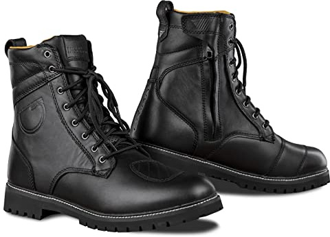 SHIMA Thomson, Zapatos Moto Hombre | Reforzados Zapatos Moto de Cuero, Soporte para el Tobillo, Suela Antideslizante, Mango de Cambio de Marchas (Negro, 41 eu)