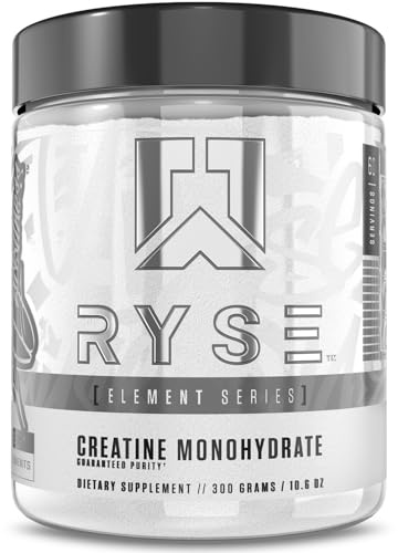 RYSE Creatine Monohydrate Powder - Unflavored - Supports Men & Women Lean Muscle Growth, Strength, Power, and Endurance - Helps Reduce Fatigue and Improve Workout Recovery - 60 Servings