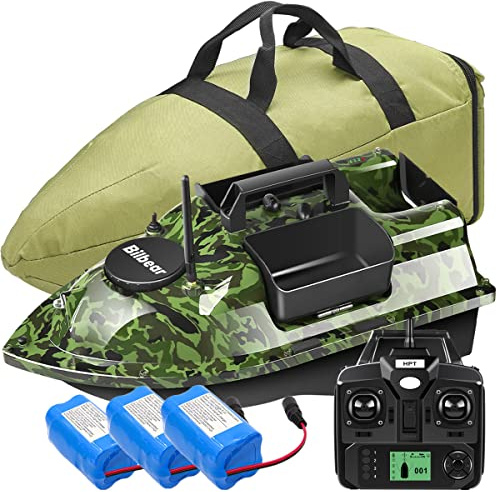 Bilbear GPS Köderboot Futterboot mit Echolot und GPS Köderlieferboot Karpfenfischen Angelköderboot,Fischfinder mit Sonarsensor,Ersatz-Akku,Handtasche (Camo Boot)