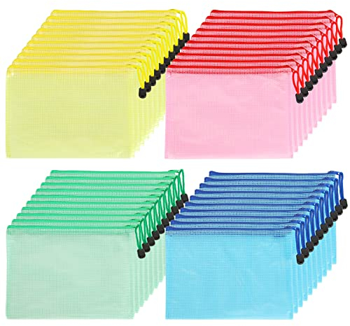 GOYADA Dokumententasche mit Reißverschluss, 4 Farben Mesh Kunststoff Dokumentenmappe mit Reißverschluss für Bürobedarf, Reisen, wasserdichte (A5)