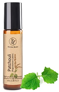 AROMA BANO Patchouli Eterisk Olja Roll-On 10ml med Jojobaolja – 100% Naturlig & Ren – Färdig att Använda för Aromaterapi – Intensiv, Varm & Träig Doft – För Hud & Topisk Användning
