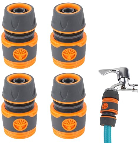 Kit de Conector de Manguera de Jardín,4pc Conector Manguera,Acoplamiento Rápido de 1/2,Conectores Rápidos para Manguera,Conectores Manguera Rapido,Adaptador Manguera para Grifo