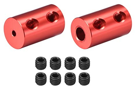 DMiotech 2 Pack 2-6mm Bohrung L20XD12 Starre Kupplung Welle Kupplung Gelenk Anschluss mit Schrauben Aluminum Legierung Motor Welle Anschluss für 3D Drucker Rot