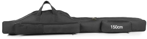 Sunydog Borsa per canne da pesca, portatile, pieghevole, borsa da viaggio, attrezzatura da pesca, mulinello, lenza, 100-210 cm, opzionale, Nero, 150cm, Sportivo