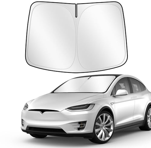 ZATOOTO Sonnenschutz Auto Frontscheibe für Tesla Model Y Model 3, Windschutzscheibe Sonnenschutz, Frontscheibenabdeckung für Sommer Blockiert UV, Sonnenblende Auto für Tesla, Faltbar, 132x92 cm