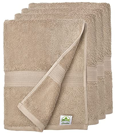 leevitex® Handtuch 4er Set aus 100% Baumwolle, weich und saugstark | 500 g/m² | 50 x 100 cm | Sand