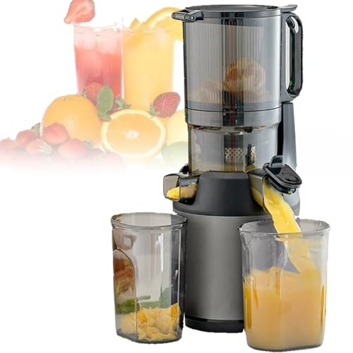 300w kallpress Slow Juicer, Juicermaskiner, med trippelfilter, med 13 cm utmatningsränna, bärbar pressrester Juicer Fruktjuicer, för frukt och grönsaker,Grey