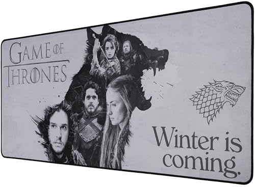 Subsonic - Tapis de Souris XXL - Tapis de Bureau Game of Thrones 90x40 cm - sous Main Surface Lisse Optimisée pour Capteurs Souris, Base Antidérapante, Bords Cousus – Gris