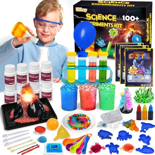 Ulikey Kit di Esperimenti Scientifici per Bambini 6 Anni+, 100+ Esperimenti, Giocattoli Educativi, Vulcano, Scavare Minerali, Strumenti, Regali Educativi