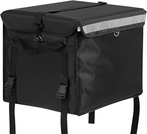 CroBlissful Insulated Food Delivery Bag for Bike 19.7 x 15 x 15, Pizza Delivery Box 62l with Rear Rack Commercial Waterproof Foldable, Fit 14'' Pizza Box
