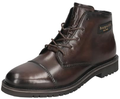 bugatti Botas con cordones para hombre, forro frío, plantilla intercambiable, Marrón oscuro 6100, 44 EU