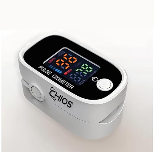 CHIOS Fingertip Pulse Oximeter Blood Oxygen Saturation & Heart Rate Monitor, Accurate SpO2 Finger Clip Oxygen Level Meter with OLED Display for Home, Sports & Medical Use