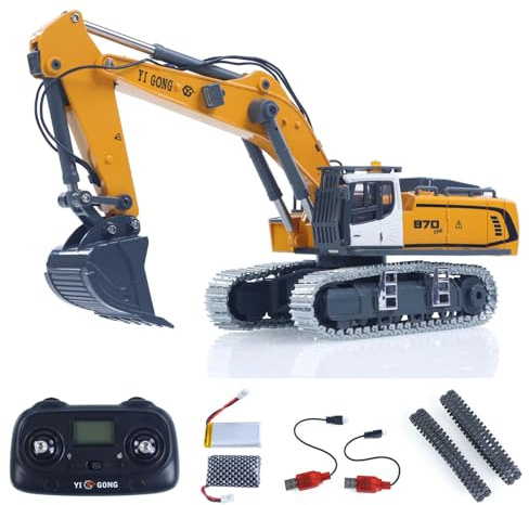 1/50 RC Escavatore a catena K970, macchina da costruzione radiocomandata con pala in metallo