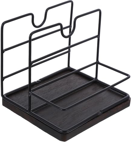 NUOBESTY Porte-Serviettes de Table en Bois Noyer avec Support pour Sel et Poivre Distributeur Décoratif pour Serviettes en Papier Rangement Pratique Cuisine Salle à Manger et Coin Café