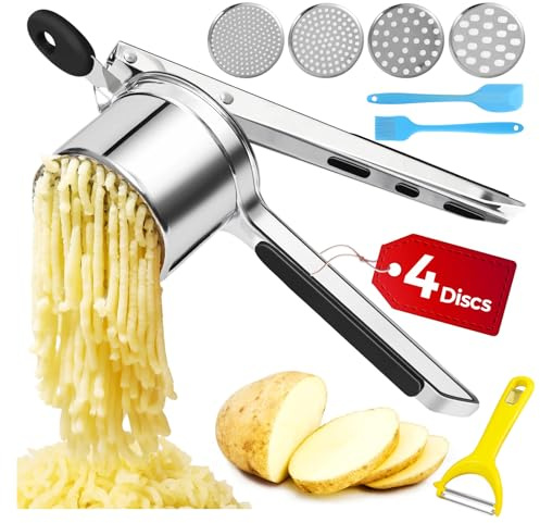 Kartoffelpresse Edelstahl mit 4 Auswechselbaren Schneidplatten